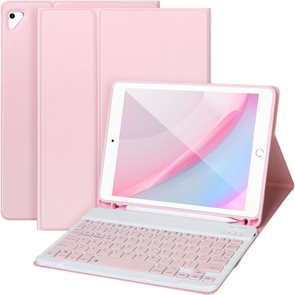 iPad 6th 5th Generation Case with Keyboard 9.7 Inch Wireless Pink